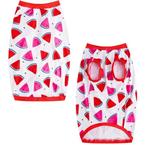 Dog Sleeveless T Shirt Fun Fruit Prints Pet Vest Shirt Soft Stretchy Summer Clothes for Large Dogs Boy Girls Clothes (Large,Watermelon) - color: Watermelon, size: Large