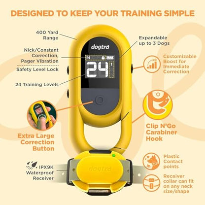 Dogtra CUE Green – E-Collar for Dogs Training Collar with Remote – Training Made Easy for Everyday Dog Owners – Gentle Vibration, Custom Boost, Waterproof, Rechargeable, 400-Yard Range System - color: Gen 1 Green