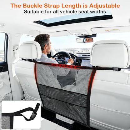 Dog Car Barrier Net Divider with 2 Large Storage Pockets | Easy to Install, Universal for Car, SUV, Truck