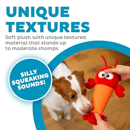 Outward Hound Coated Critterz Dog Toy – Plush & Molded Texture, Squeaky Fetch, Small & Medium Dogs, Lobster, 10.4" - color: Coated Critterz Lobster