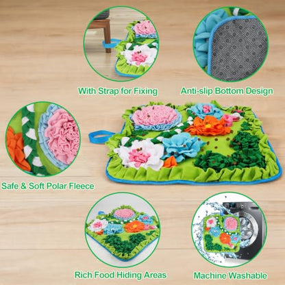 Vextronic Snuffle Mat for Dogs, Large Breed Slow Feeder Interactive Toy | 25x25-inch washable mat. Sparks natural foraging. Eases anxiety. Slows gulping at meals. Fits small to large pets. Lime. - color: Lime