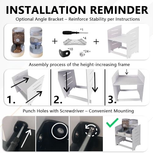 Elevated Gravity Pet Feeder & Water Dispenser Combo for Medium/Large/Senior Dogs - 4L/135oz Capacity, 5 Adjustable Height Settings, Cervical-Friendly Design Reduces Neck Strain