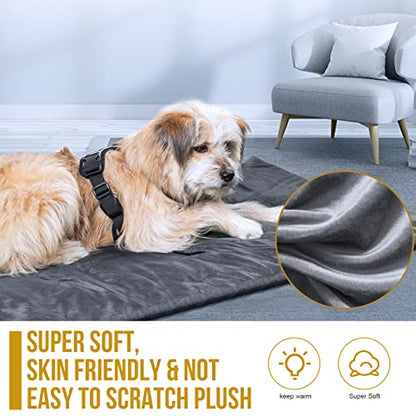 ONETIGRIS Travel Dog Bed - Portable, Washable, Waterproof Anti-Slip Dog Camping Bed, 3.6ft by 2.2ft Outdoor Indoor Bed Mat Cushioned Plush Warm Puppy Mattresses - color: Thickened Version - Grey