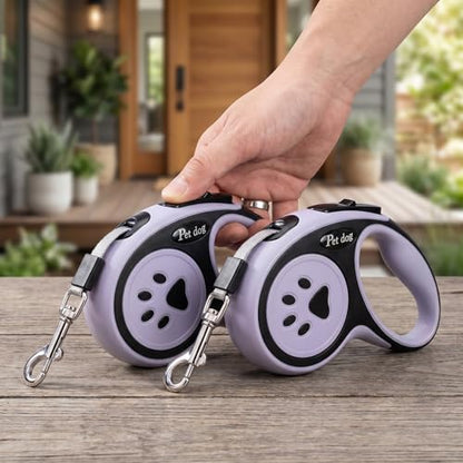 2Pack Retractable Dog Leash for Small Medium Dogs One-Click Brake & Lock Anti-Slip Ergonomic Handle 360° Tangle-Free Zinc Alloy Hook Durable ABS Casing-9.84feet Black - color: Black, size: 2