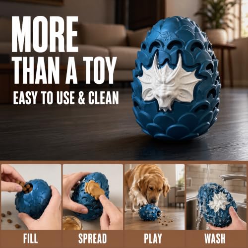 Dragon Egg Dog Chew Toys for Aggressive Chewers - Toughest Indestructible Dog Toys for Aggressive Heavy Chewers Lifetime Replacement, Tough Dogs Toys for Medium Large Bully Breed - color: Large 5.3IN Blue