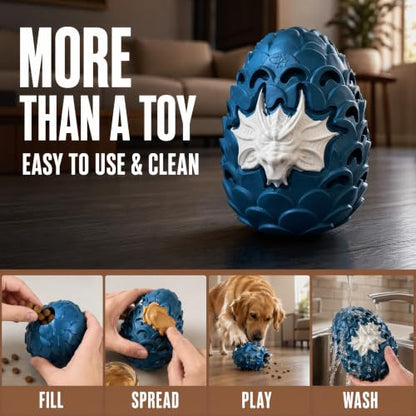 Dragon Egg Dog Chew Toys for Aggressive Chewers - Toughest Indestructible Dog Toys for Aggressive Heavy Chewers Lifetime Replacement, Tough Dogs Toys for Medium Large Bully Breed - color: Large 5.3IN Blue