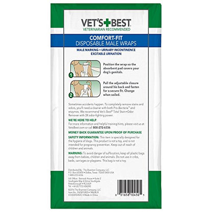 Vet's Best Vet’s Best Comfort Fit Disposable Male Dog Diapers | Absorbent Male Wraps with Leak Proof Fit | Large, 12 Count - size: Large, style: 12 count