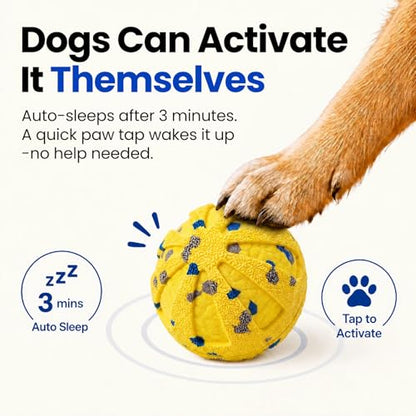 Interactive Dog Toys Ball, Moving Dog Toys to Keep Them Busy, Automatic Self Rolling & Bouncing, Soft E-TPU Material IPX7 Waterproof, Enrichment for Small Medium Large Breeds, Yellow - color: Yellow-Automatic Ball