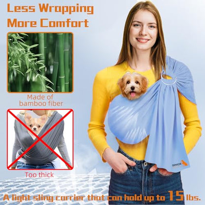 Dog Sling Carrier for Small Dogs,Carrying Wrap Anti-Anxiety Cat Sling,Adjustable Pet Sling(Navy Blue) - color: navy blue