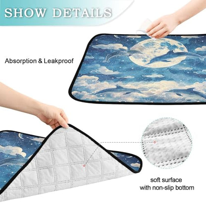 Qilmy Dolphin Pet Mat, Waterproof Reusable Dog Training Pad Anti-Slip Pet Creat Pad for Small Medium Large Dogs and Cats - size: Smallx3