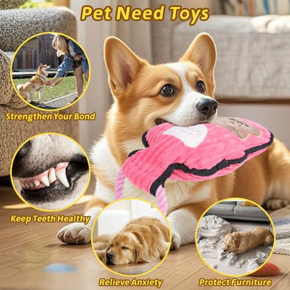 2-Pack Crinkle and Squeaky Dog Toys & Tough Tug of War Set - No Stuffing Chew-Resistant Plush Toys to Keep Them Busy, Best Birthday Gift for Small/Medium/Large Breeds (Dino & Gorilla) - color: Dino & Gorilla