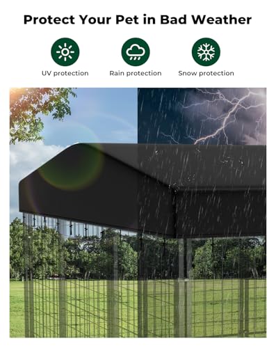 Outdoor Dog Kennel Cover, 600D Waterproof UV-Resistant Sunshade Dog Enclosure Cover Replacement for 10x10ft Crate Outside - size: Large