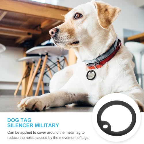 jojofuny 6Pcs Black Silicone Dog Tag Sleeves Noise Reduction Covers Pet Id Tag Silencers Replacement Circles for Dog Collars Sturdy Pet Collar Accessories