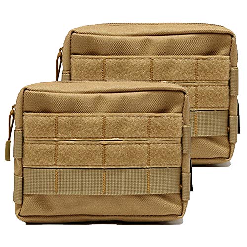 Molle Pouches, Tactical Admin Pouch Compact EDC Utility Gadget Gear Pouch Military Carry Accessory Belt Hanging Waist Bag - color: 2 pack-tan-7"(L) * 5.1"(H)