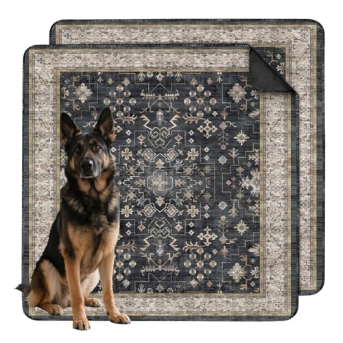 Washable Pee Pads for Dogs 2 Pack, Absorbent Reusable Puppy Pads Waterproof, Leakproof & Non-Slip Whelping Pad, Potty Training Pads for Dogs Playpen Mat 48x48 - color: B Black, size: 48"x48"(2 Pack)