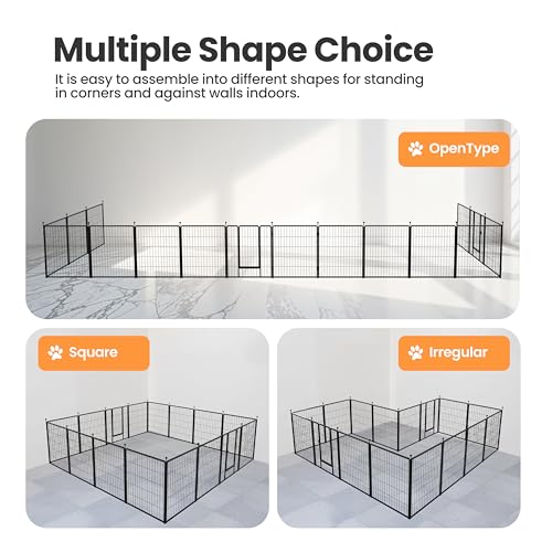 Simple Deluxe Dog Playpen Outdoor Indoor, 32 Inch 16 Panels Dog Fence for Small/Medium Dogs Puppy, Perfect Dog Pen for Camping, Yard, RV, Garden Fence, Black - size: 32 Inch 16 Panels