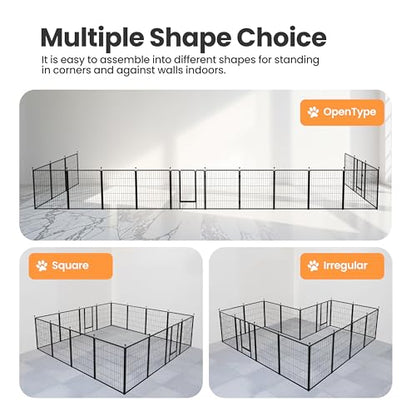 Simple Deluxe Dog Playpen Outdoor Indoor, 32 Inch 16 Panels Dog Fence for Small/Medium Dogs Puppy, Perfect Dog Pen for Camping, Yard, RV, Garden Fence, Black - size: 32 Inch 16 Panels