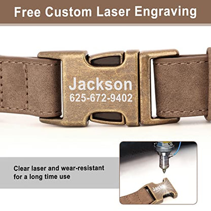 Personalized Dog Collars for Puppies, Custom Soft PU Leather Dog Collar with Engraved ID Name and Number, Adjustable & Durable Pet Collars with Quick Release Metal Buckle,XS(8-13") - color: Yellow Brown-Engraving, size: X-Small: Fit 8-13" Neck