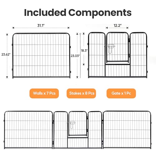 Simple Deluxe Dog Playpen Outdoor Indoor, 24 Inch 8 Panels Dog Fence for Small Dogs Puppy, Perfect Dog Pen for Camping, Yard, RV, Garden Fence, Black - size: 24 Inch 8 Panels