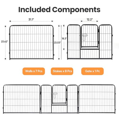 Simple Deluxe Dog Playpen Outdoor Indoor, 24 Inch 8 Panels Dog Fence for Small Dogs Puppy, Perfect Dog Pen for Camping, Yard, RV, Garden Fence, Black - size: 24 Inch 8 Panels