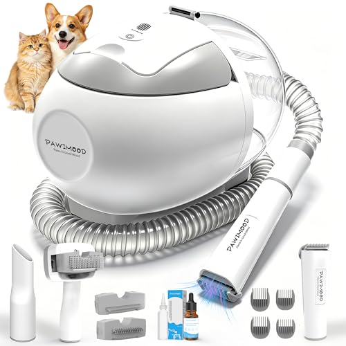 Dog Grooming Vacuum, 13000Pa & 2L Dust Cup & <55dB, 5-in-1 Self-Cleaning Pet Hair Vacuum with Spray Brush for Shedding, Quiet Deshedding Kit for Dogs Cats - color: Off-white