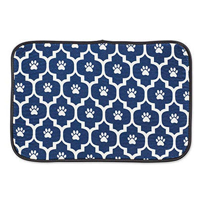 Bone Dry Machine Washable, Ultra Absorbent Pet Mat, 12x18, Nautical Blue/Off-White Lattice - color: Nautical Blue/Off-White Lattice, size: 12"L x 18"W