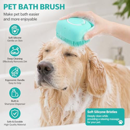Soft Silicone Pet Bath Massage Brush for Dogs & Cats, Gentle Grooming Cleaning Tool for Puppy Kitten Washing, Blue - color: Blue