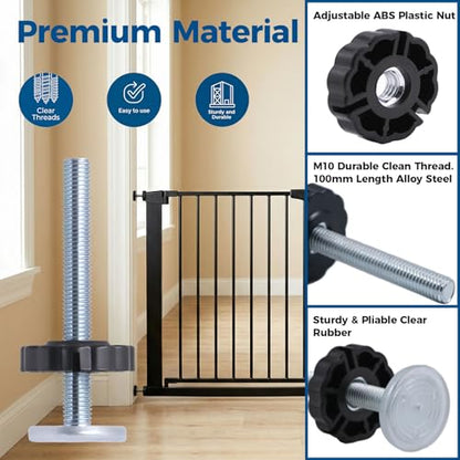 M10 Baby Gate Spindle Rods 4-Pack, Fits 10mm Holes Only, Not for M8, (10mm / 3/8") Extra Long 3.94" Replacement Parts for Pressure Mounted & Pet Safety Gates, Black - color: Black