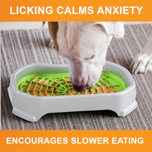 Neater Pets Neat-LIK Dog Lick Mat w/Mess-Proof Tray, Lick Mat for Dogs, Cats, Puppy, Reduces Anxiety & Boredom, Peanut Butter Slow Feeder, Interactive Treat Licking Pad (Green/Vanilla Bean) - color: Green Mat w/ Vanilla Bean Tray