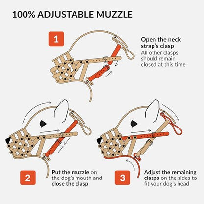 CollarDirect Dog Muzzle German Shepherd Dalmatian Doberman Setter Leather Basket Medium Large Breeds (Chestnut Brown, Medium)