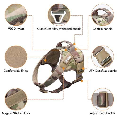 EXCELLENT ELITE SPANKER Tactical Dog Harness Patrol Harness Service Dog Vest Military Dog Vest Working Dog Vest with Handle(MCP-S) - color: MCP, size: S-(23.5 - 29.5")