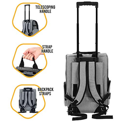 KOPEKS Deluxe Backpack Pet Travel Carrier with Double Wheels for Pets up to 10 Pounds - Black - Approved by Most Airlines - color: Grey, size: 13.0"L x 12.0"W x 20.0"H