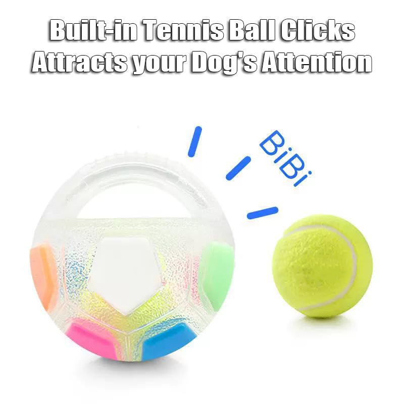 Dog Toy Ball with Handle, Squeaky Dog Calming Ball with Handle, Interactive Ball for Dogs Playing, Squeaky Floating (Transparent)