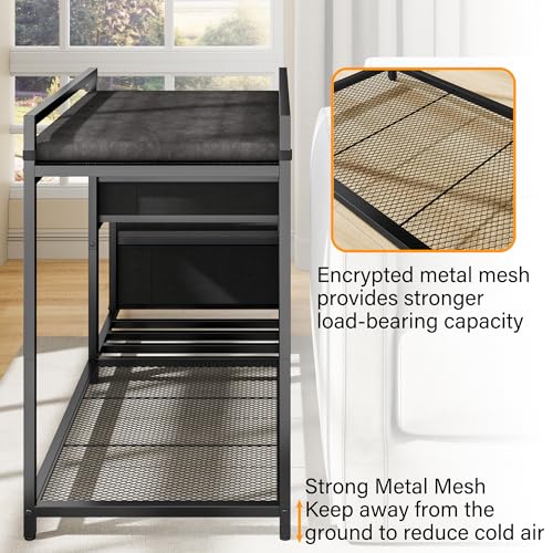 kepptory Pet Bunk Bed with Stairs and Storage, Dog Beds Attachment to Human Bed, Bedside Dogs Cot for Small, Medium Cats & Dogs, Pet Window Perch (Black) - color: Black
