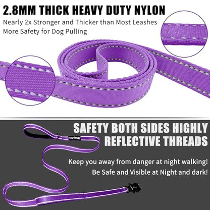 Strong Heavy Duty Dog Leash - 5ft Reflective Nylon Training Leash with Soft Padded Double Handle & Auto Lock Frog Clip, Safety Traffic Control for Large Medium Small Dogs No Pull Walking Purple,5ft - color: Purple, size: 5FT x 1" x 2.8MM