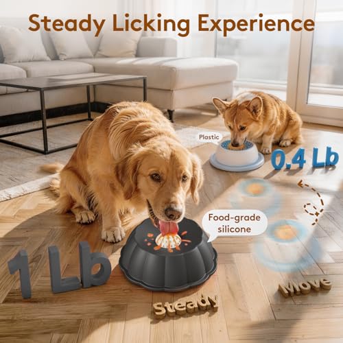 Dog Lick Bowl Ball Slow Feeder, Licking Bowl for Liquid Treat with Rolling Spin Sphere Roller Licker, Non-Slip 4/5 Cup Slow Feeder Bowl for Dietary Supplement/Post-op Nutrition (Black) - color: Black