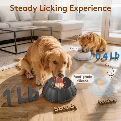 Dog Lick Bowl Ball Slow Feeder, Licking Bowl for Liquid Treat with Rolling Spin Sphere Roller Licker, Non-Slip 4/5 Cup Slow Feeder Bowl for Dietary Supplement/Post-op Nutrition (Black) - color: Black