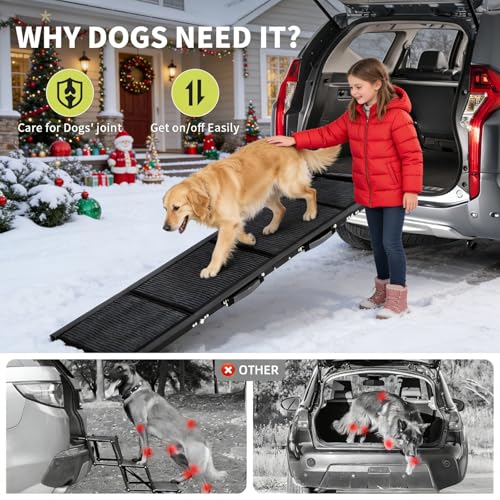 Garvee 20" Extra Wide Folding Dog Ramp for Car, 63" Long Heavy Duty Non-Slip Portable Pet Ramp, Large Dogs Up to 250 lbs, Outdoor & Indoor Use - size: 63" × 20"