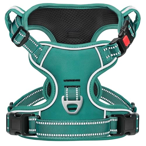 Timos Dog Harness Small Sized, No Pull Pet Harness with Neck Lockable Snap, No Choke Front Clip Reflective Vest, Adjustable Metal Rings 3 Buckles, Easy Control Handle for Small Dogs Grass Green S - color: Lock Grass Green, size: Small (Pack of 1)