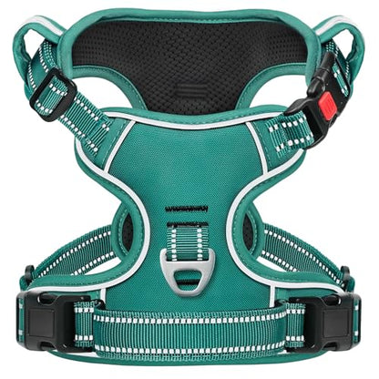 Timos Dog Harness Small Sized, No Pull Pet Harness with Neck Lockable Snap, No Choke Front Clip Reflective Vest, Adjustable Metal Rings 3 Buckles, Easy Control Handle for Small Dogs Grass Green S - color: Lock Grass Green, size: Small (Pack of 1)