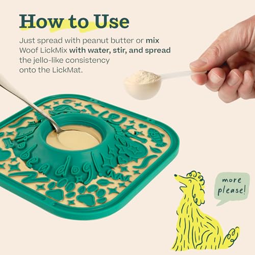 WOOF LickMat - Easy-to-Clean Lick Mat for Dogs - Slow Feeder Mat with Non-Slip Design - BPA-Free Silicone Lick Mat - Interactive Dog Toys - Green - color: Forest Green