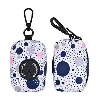 Petmolico Dog Poop Bag Holder Leash Attachment, Dog Waste Bag Dispenser Zippered Pouch, Fits Any Dog Leash, Includes Free Roll of Dog Bags, Poop Bag Dispenser - 2 Pack, Blue Dots - color: Blue Dots