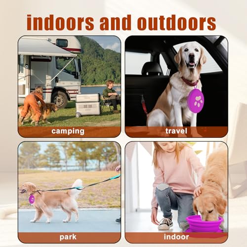 Collapsible Dog Bowl 2-in-1 Travel Portable Silicone Carabiner,Purpie | food & water use, folds flat, compact storage, camping, hiking, everyday walks, carabiner clip included - color: A-Purpie