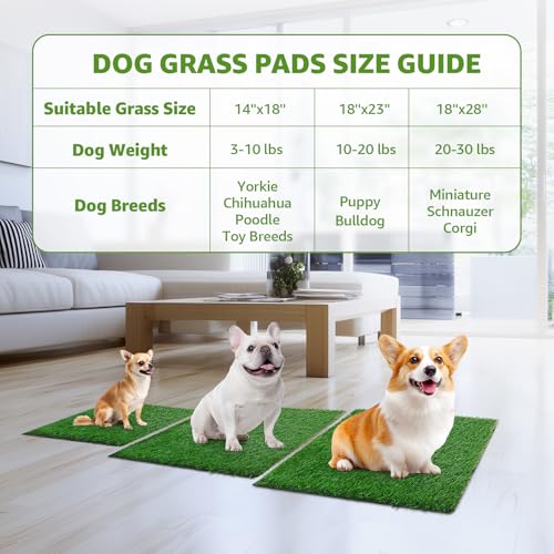 LOOBANI Dog Grass Pee Pads, Artificial Dog Grass Pads for Potty Tray, Fake Grass for Dogs to Pee On, Outdoor Indoor Pee Grass for Dog Potty(14*18 inch) - size: 14*18 inch