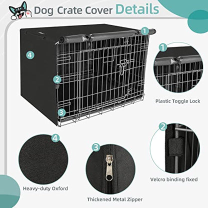 Seiyierr Dog Crate Cover, 36 Inch Dogs Kennel Covers for Medium and Large Puppy, Lightweight 600D Polyester Fabric,Machine Wash & Dry, Black - color: Black, size: 36 Inch