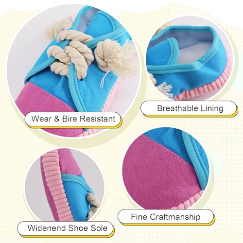 Vocheer Durable Dog Chew Toy - Interactive Squeaky Shoe Toy for Puppy to Medium Dogs, Machine Washable (Blue) - color: Blue