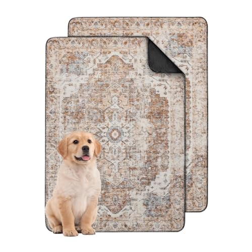 Washable Pee Pads for Dogs 2 Pack, Absorbent Reusable Puppy Pads Waterproof, Leakproof & Non-Slip Whelping Pad, Potty Training Pads for Dogs Playpen Mat 24x36 - color: C Brown, size: 24"x36"(2 Pack)