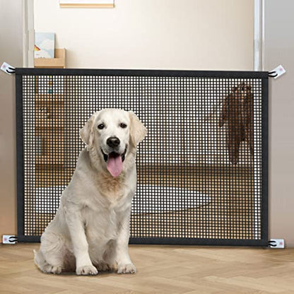 Dog Gate for Stairs Pet Gates for The House: Dogs Screen Mesh Gate for Doorways Stairways Indoor 29 inch Tall, 45 inch Wide, Fits Openings 40'' to 43'' Wide - size: 29"Hx45"W(Pack of 1)