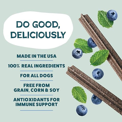 Shameless Pets Blueberry & Mint Dental Chews for Dogs, 32 Chews - Natural Dog Teeth Cleaning Treats with Fresh Breath Benefits | Grain-Free Dental Sticks for Small, Medium & Large Dogs - size: 1.75 Pound (Pack of 1)