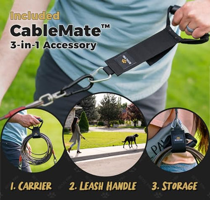 ROYAL PAW 30ft Dog Tie Out Cable and Stake - Dog Stake & Dog Tie Out Heavy Duty for Large Dogs up to 300 lbs (30-ft Onyx Black Dog Lead and Crimson Red Dog Anchor)